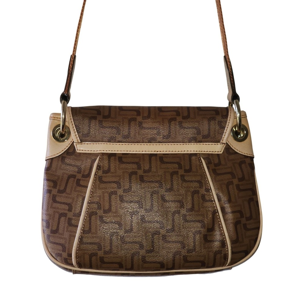 DAKS London Monogram Crossbody Bag Brown Leather Trim DC2H REAR VINTAGE LUXURY - Picture 3 of 7